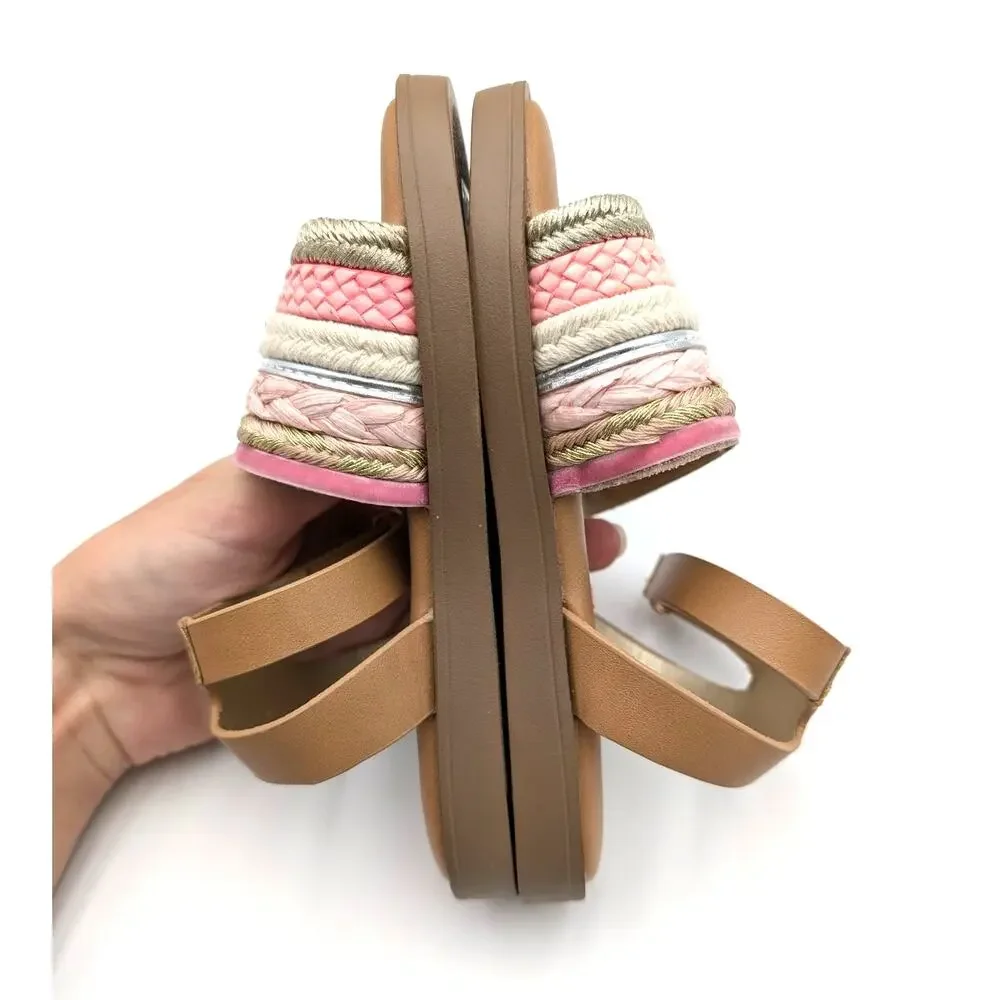 Steve Madden Kassi Flat Sandal Open Round Toe Girl's Pink Size US10